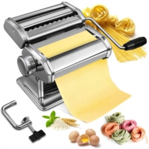 Manual Pasta Maker, Soldow 150 Roller Pasta Machine Stainless Steel, Thickness Adjustable Noodles Maker for Homemade Spaghetti, Fettuccini, Lasagn