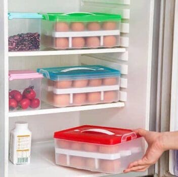 CruX 2 Layer Refrigerator Egg Storage 24 Grid Egg Container Organizer Box Plastic Portable Airtight Outdoor (Multicolor) Material	Plastic Colour	Multi-Colour Brand	Crux Shape	Rectangular Room Type	Kitchen