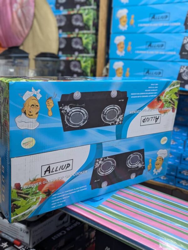ALLIUP GAS STOVE Iri ni ishyiga rya Gas riri mubwoko bwa Alliup rigendana na Gas y’ibiro 12  Ninziza kandi iraramba