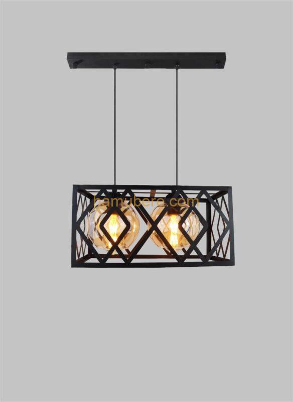 Modern Xat Ceiling Chandelier 2 Light Black