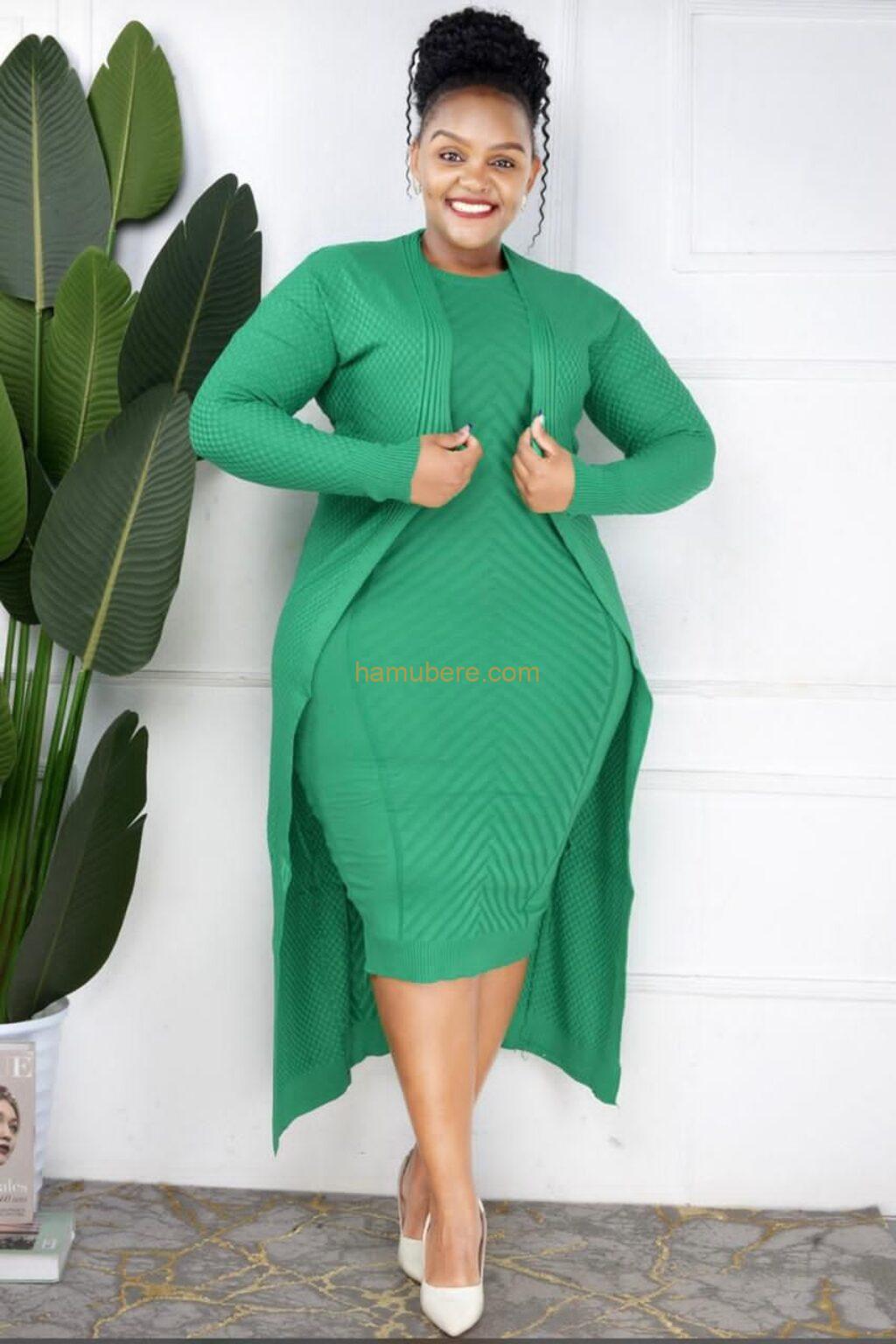 Plus Size Women Dresses Two-Piece Set Elegant Dress & Loose Long Coat With Belt Fall Winter Ladies Casual Dress Outfits