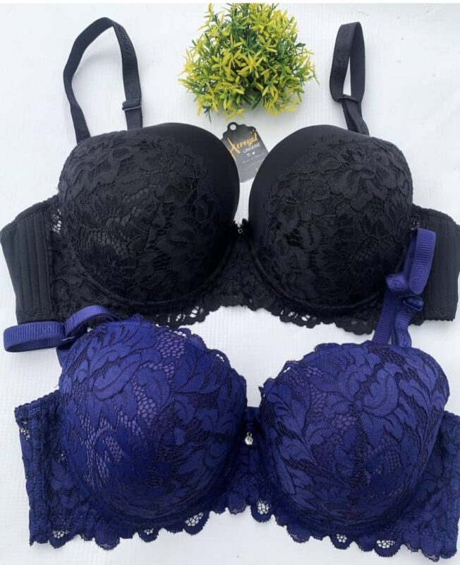 New Sexy Lace Bow Floral Underwear For Ladies Push Up Bras DE Full Thin Mold Cup Plus Size Lingerie