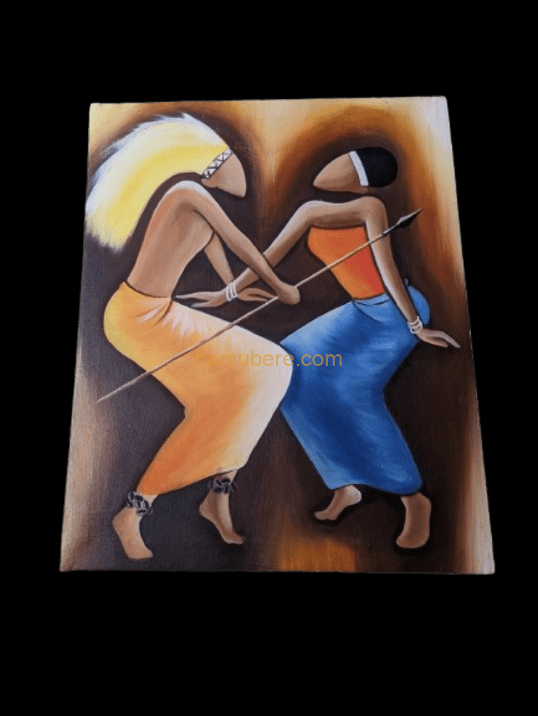 Rwandan dancing wooden paintings