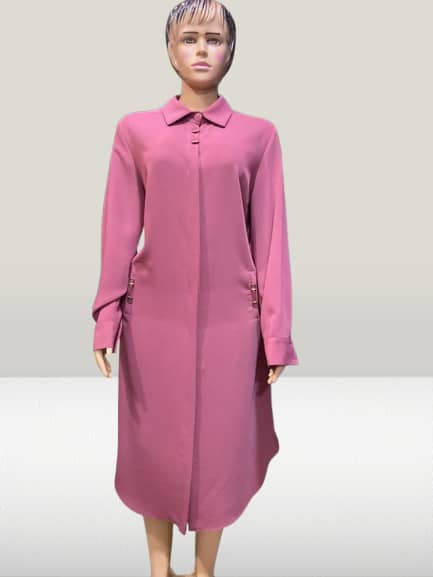 Front Button Down Long Tunic Dress Abaya In Islamic Clothing T-shirt Top Everyday Women Blouse