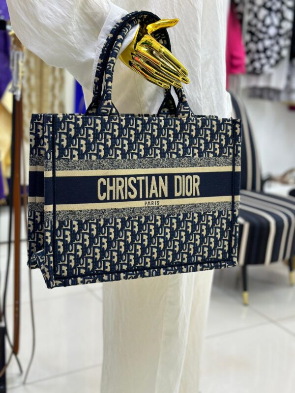 Christian Dior Book Tote Large Oblique Canvas Blue Multicolor
