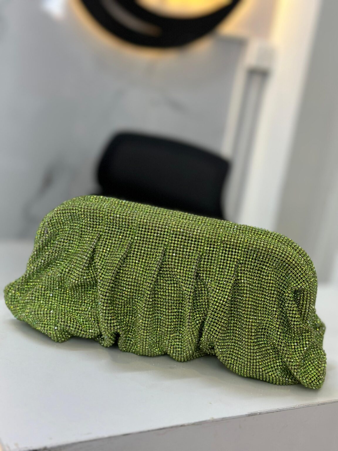 Sparkling diamond cloud clutch bag rhinestone pleated bag chain evening bag