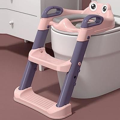 Balakaka Potty Training Seat for Toddlers, Foldable Potty Training Toilet with Step Stool Ladder, Toddler Potty Seat with Upgraded Height-Adjustable