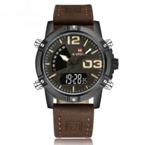 NAVIFORCE Men Luxury Watches Fashion Analog Stainless Steel Calendar LCD Digital Display Waterproof Quartz Wristwatch NF9195