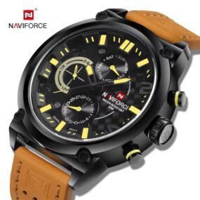 NAVIFORCE Multifunctio Mens Watches Fashion Business Leather Waterproof With 24 Hour Day and Date Sport Watch Relogio Masculino