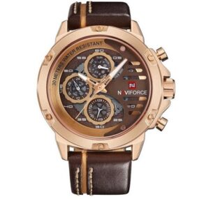 NAVIFORCE 9110 Quartz Wrist Watch Luxury Fashion 24 Hours Display Leather Strap Men Watches