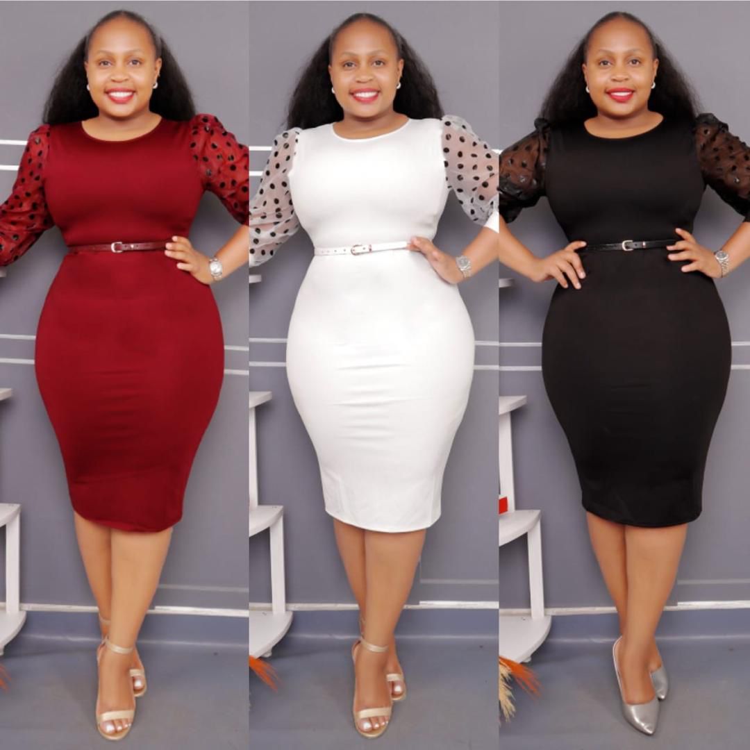 The Polka-Dot Mesh Sleeve Sheath Dress