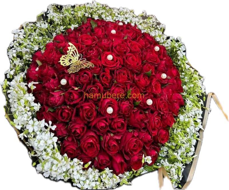 red rose bunch
