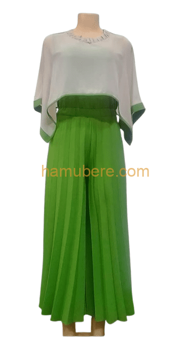Metamorphosis girl. Pleated two peace outfits wide leg pants