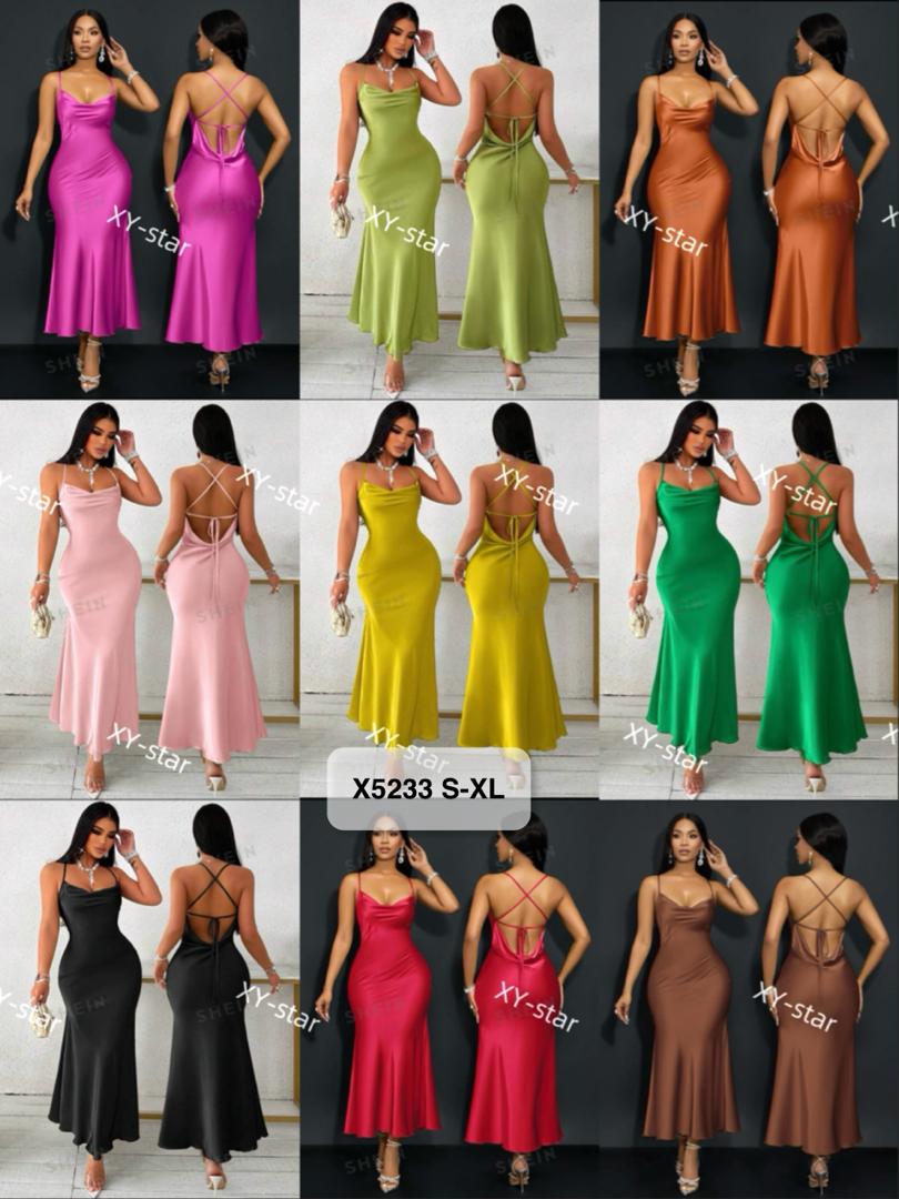 cowl neck lace-up backless long