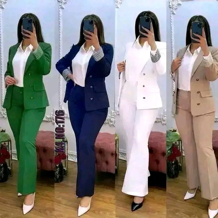 Womens Sets 2 Piece Outfits Work Suits for Women Office Button Down Blazer  Jackets Wide Leg Pant Set