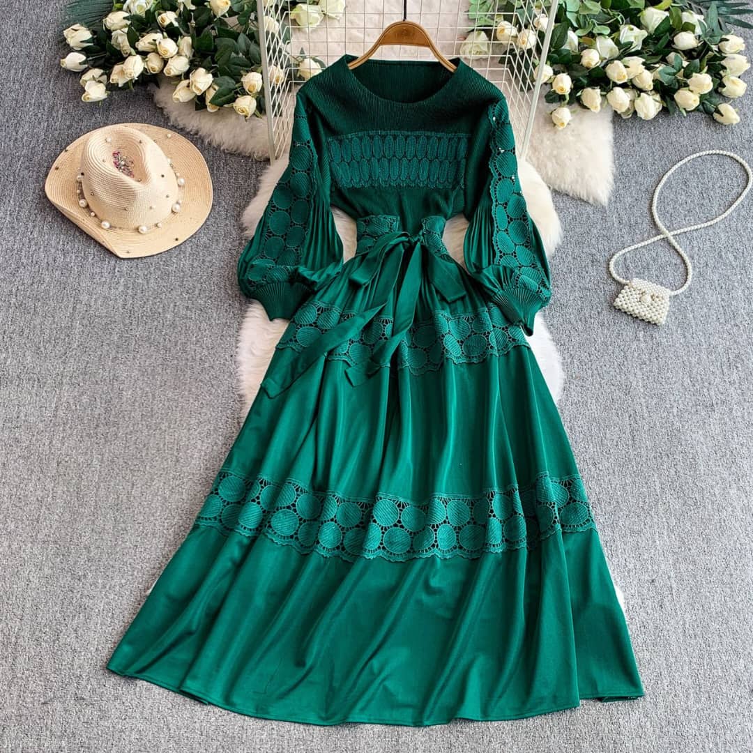 Elegant Lace & Lantern Dress