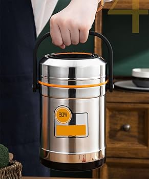 Big Capacity 304 Steel Vacuum Insulated Lunch Box Two Layers Insulated Barrel Adult Students Lunch